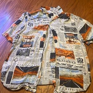 No Boundaries Newspaper Button Up